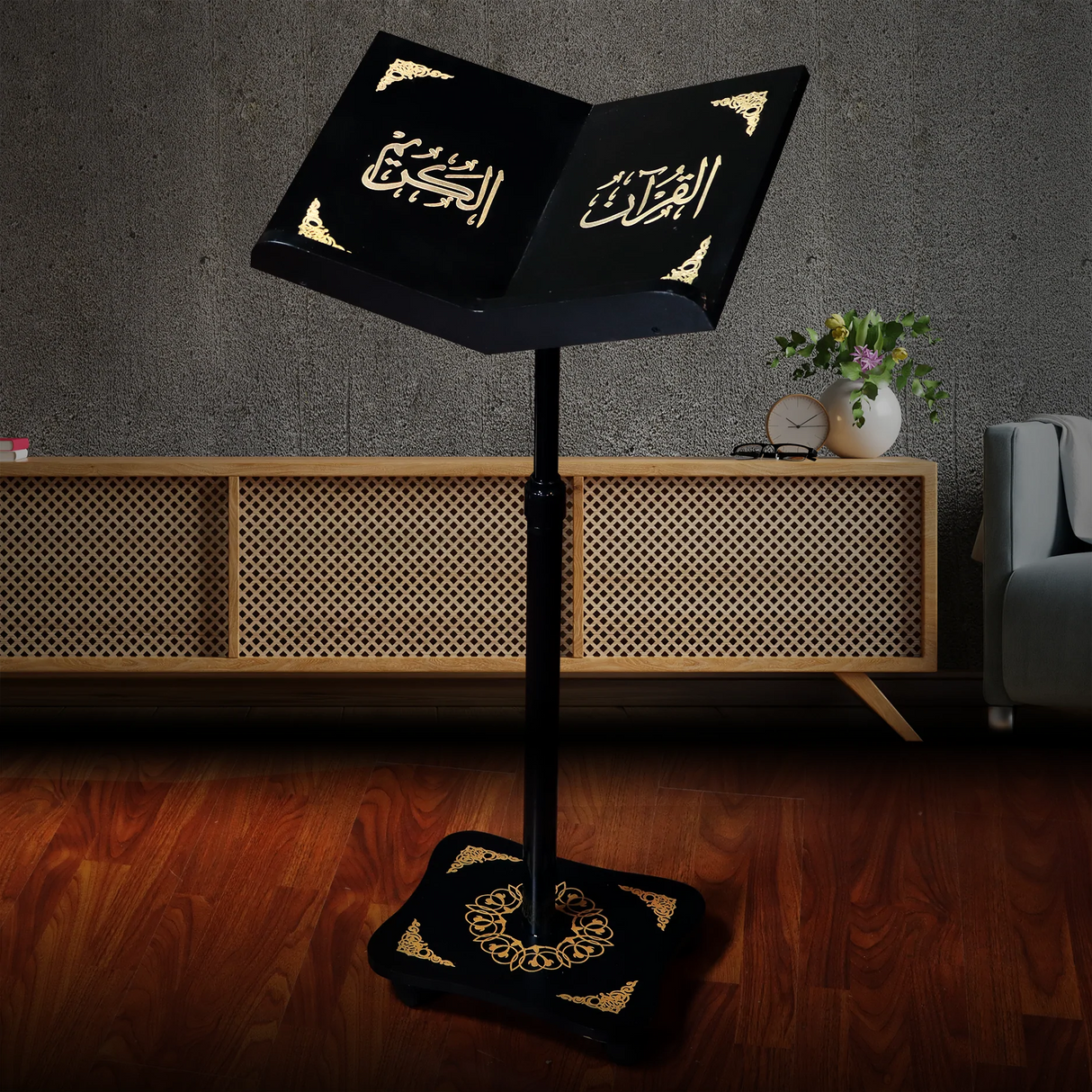 Qur'an Stand with 3D Golden Acrylic Decoration